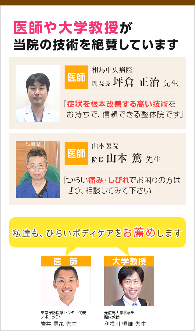 医師や医療関係者が当院の 技術を絶賛しています